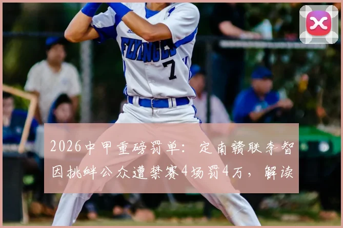 2026中甲重磅罚单：定南赣联李智因挑衅公众遭禁赛4场罚4万，解读中足联处罚尺度与球员行为规范